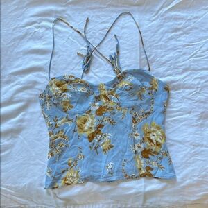 Reformation Blue and Brown Floral Camisole Size 10 Medium Great Condition